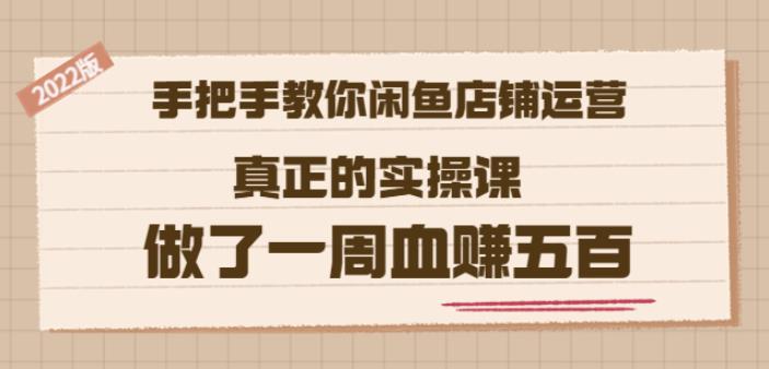 2022版《手把手教你闲鱼店铺运营》真正的实操课做了一周血赚五百(16节课)-小白项目网