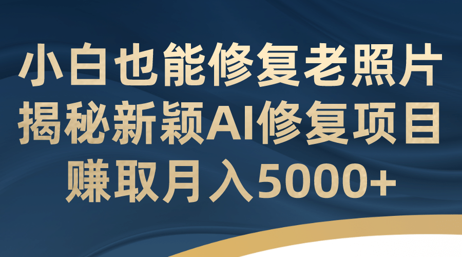 小白也能修复老照片！揭秘新颖AI修复项目，赚取月入5000+-小白项目网