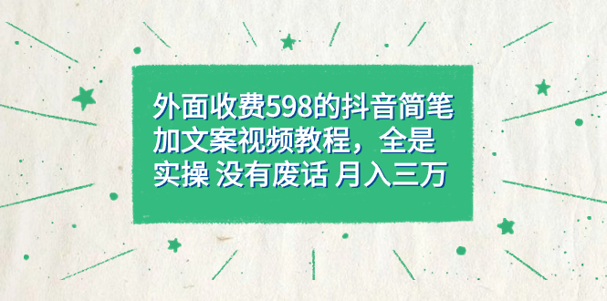 外面收费598抖音简笔加文案教程，全是实操 没有废话 月入三万（教程+资料）-小白项目网