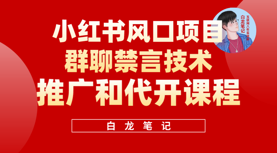 小红书风口项目日入300+，小红书群聊禁言技术代开项目，适合小白操作-小白项目网