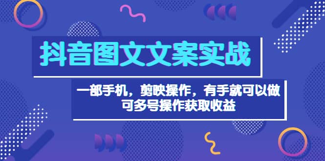 抖音图文毒文案实战：一部手机 剪映操作 有手就能做，单号日入几十 可多号-小白项目网