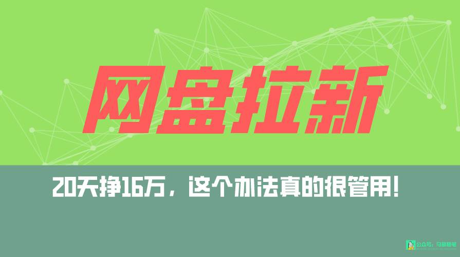 网盘拉新+私域全自动玩法，0粉起号，小白可做，当天见收益，已测单日破5000-小白项目网