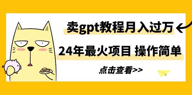 24年最火项目，卖gpt教程月入过万，操作简单-小白项目网