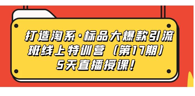 打造淘系·标品大爆款引流班线上特训营5天直播授课！-小白项目网