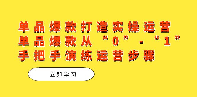 单品爆款打造实操运营，单品爆款从“0”-“1”手把手演练运营步骤-小白项目网