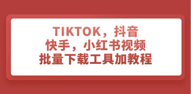 TIKTOK，抖音，快手，小红书视频批量下载工具加教程-小白项目网