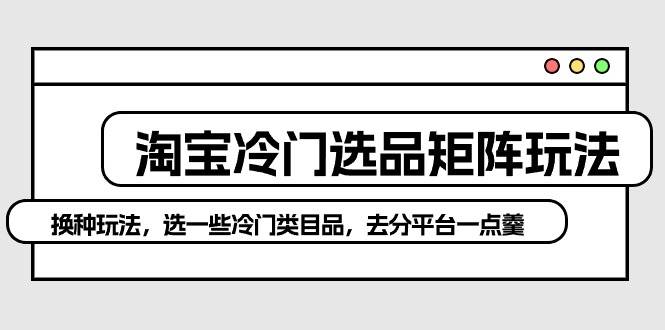 淘宝冷门选品矩阵玩法：换种玩法，选一些冷门类目品，去分平台一点羹-小白项目网