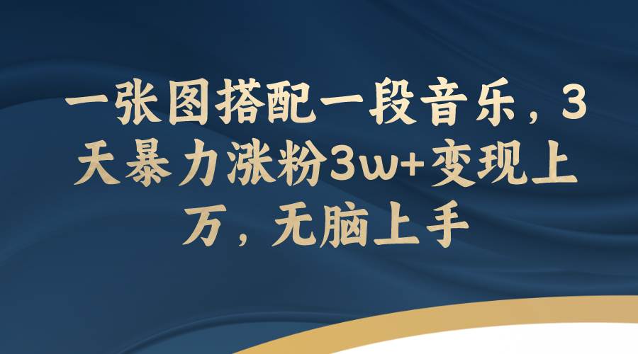 一张图搭配一段音乐，3天暴力涨粉3w+变现上万，无脑上手-小白项目网