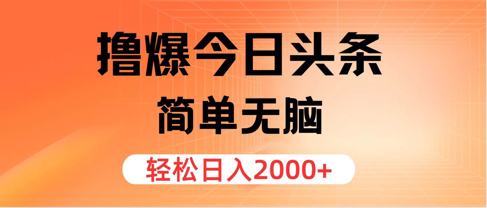 撸爆今日头条，简单无脑，日入2000+-小白项目网