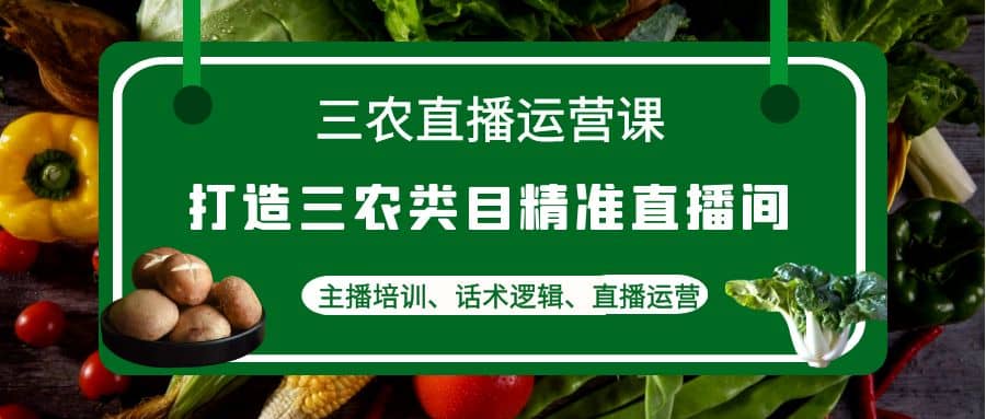 三农直播运营课：打造三农类目精准直播间，主播培训、话术逻辑、直播运营-小白项目网