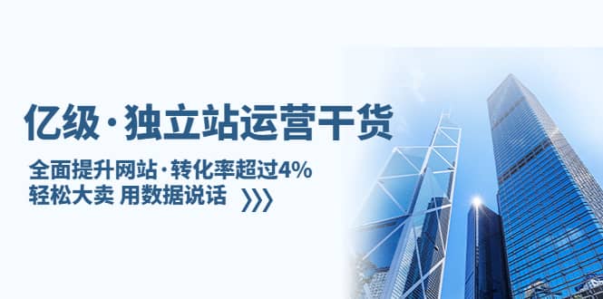 独立站运营干货：全面提升网站·转化率超过4%，轻松大卖 用数据说话-小白项目网