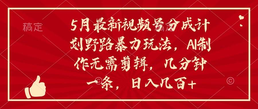 5月最新视频号分成计划野路暴力玩法，ai制作，无需剪辑。几分钟一条，…-小白项目网