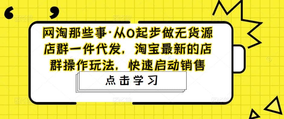 从0起步做无货源店群一件代发，淘宝最新的店群操作玩法，快速启动销售-小白项目网