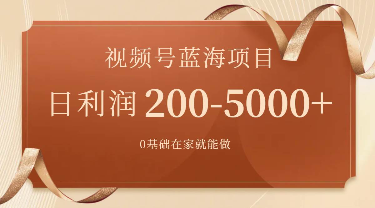 视频号蓝海项目，0基础在家也能做，一天200-5000+【附266G资料】-小白项目网