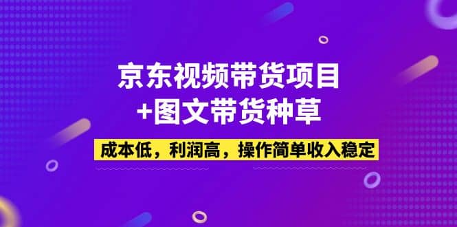 京东视频带货项目+图文带货种草，成本低，利润高，操作简单收入稳定-小白项目网