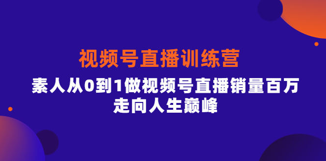 视频号直播训练营，素人从0到1做视频号直播销量百万，走向人生巅峰-小白项目网