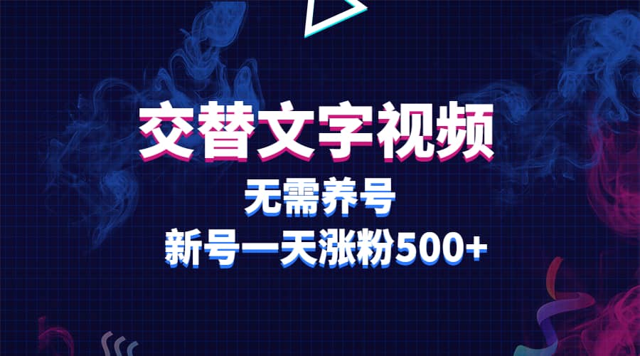 交替文字视频，无需养号，新号一天涨粉500+-小白项目网