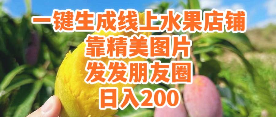 一键生成线上水果店，靠精美图片发发朋友圈，也能日入200-小白项目网