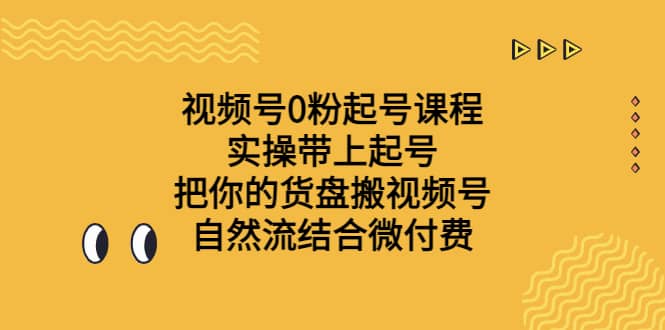 视频号0粉起号课程 实操带上起号 把你的货盘搬视频号 自然流结合微付费-小白项目网