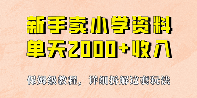 我如何通过卖小学资料，实现单天2000+，实操项目，保姆级教程+资料+工具-小白项目网