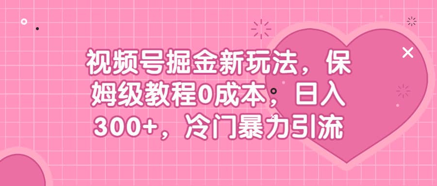 视频号掘金新玩法，保姆级教程0成本，日入300+，冷门暴力引流-小白项目网