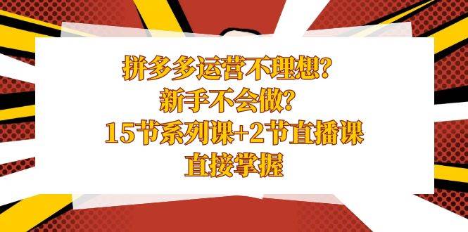 拼多多运营不理想？小白不会做？15节系列课+2节直播课，直接掌握-小白项目网