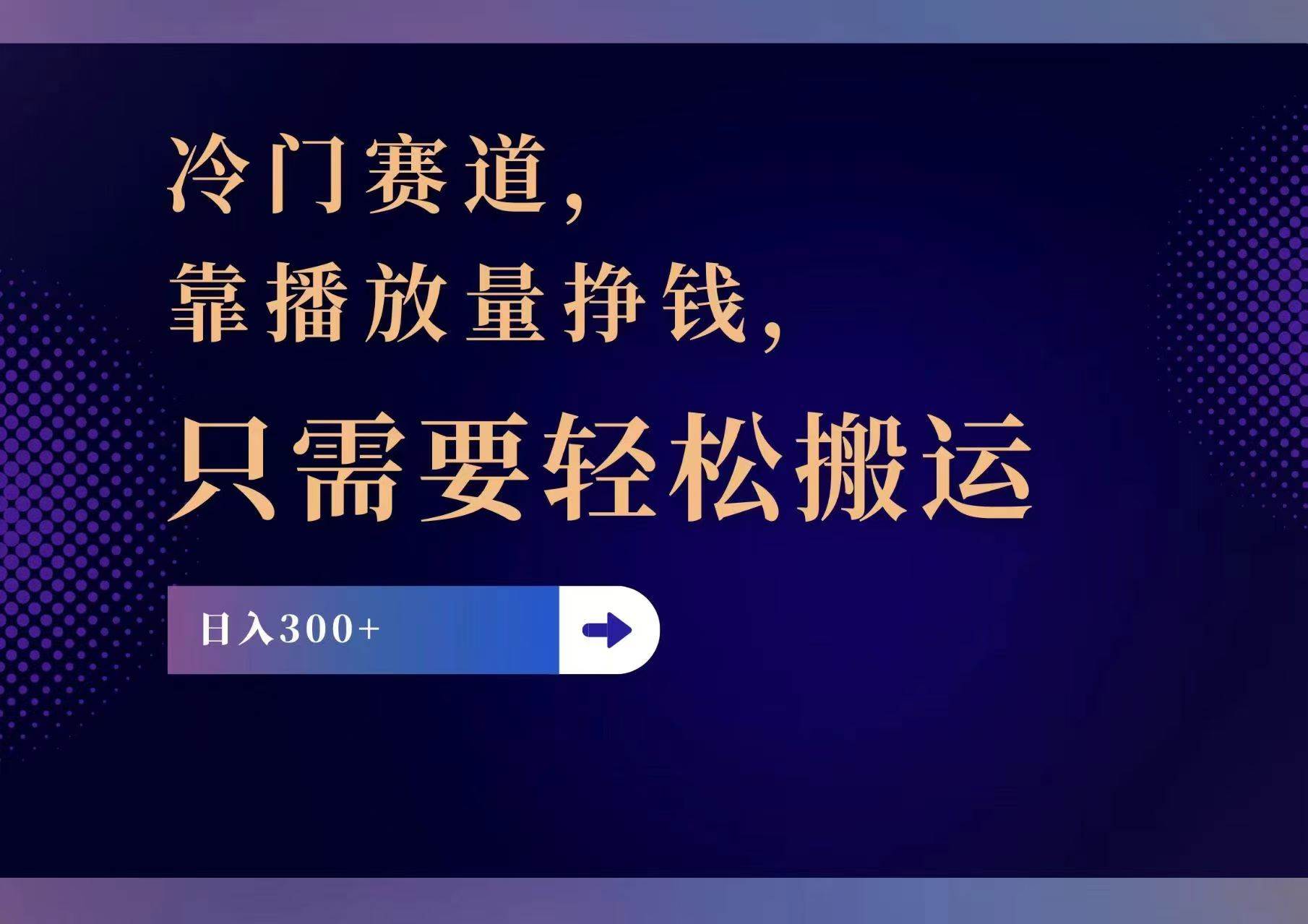 冷门赛道，靠播放量挣钱，只需要轻松搬运，日赚300+-小白项目网