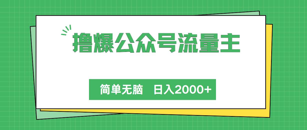 撸爆公众号流量主，简单无脑，单日变现2000+-小白项目网