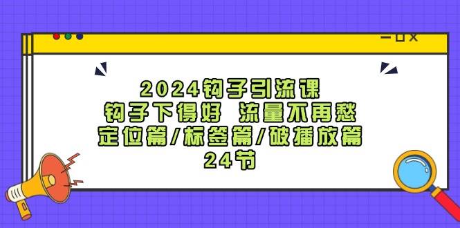 2024钩子·引流课：钩子下得好 流量不再愁，定位篇/标签篇/破播放篇/24节-小白项目网