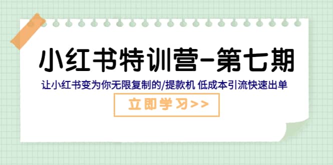 小红书特训营-第七期 让小红书变为你无限复制的/提款机 低成本引流快速出单-小白项目网