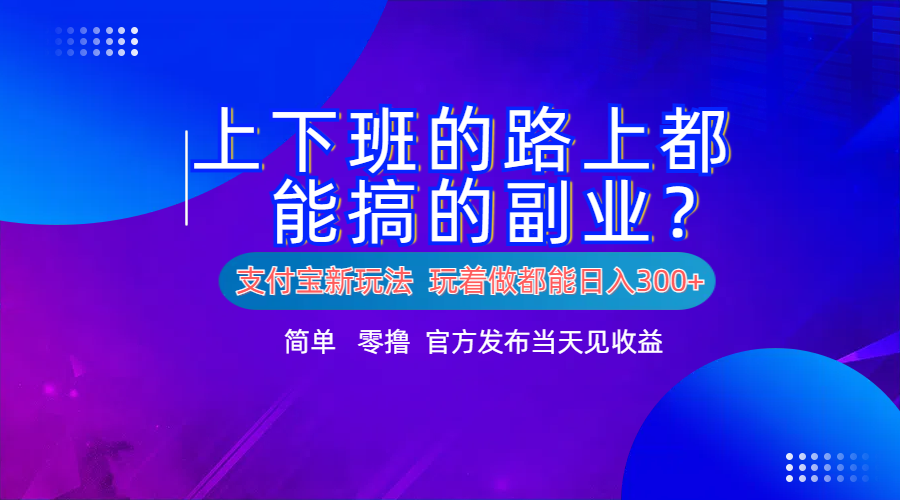 支付宝新项目！上下班的路上都能搞米的副业！简单日入300+ - 小白项目网-小白项目网