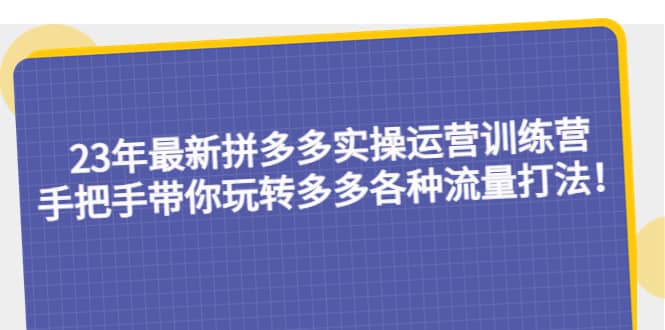 23年最新拼多多实操运营训练营：手把手带你玩转多多各种流量打法！-小白项目网