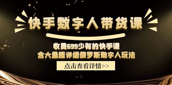 快手数字人带货课，收费699少有的快手课，含大量超详细数字人玩法-小白项目网