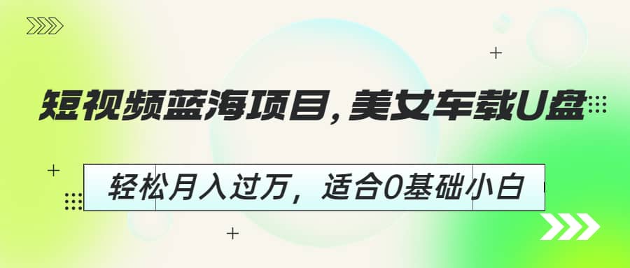 短视频蓝海项目，美女车载U盘，轻松月入过万，适合0基础小白-小白项目网