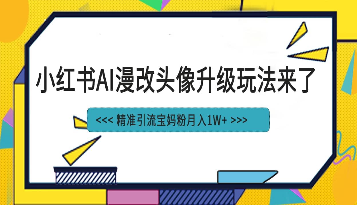 小红书最新AI漫改头像项目，精准引流宝妈粉，月入1w+-小白项目网