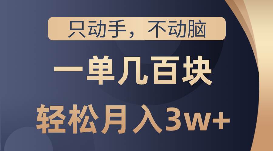 只动手不动脑，一单几百块，轻松月入3w+，看完就能直接操作，详细教程-小白项目网