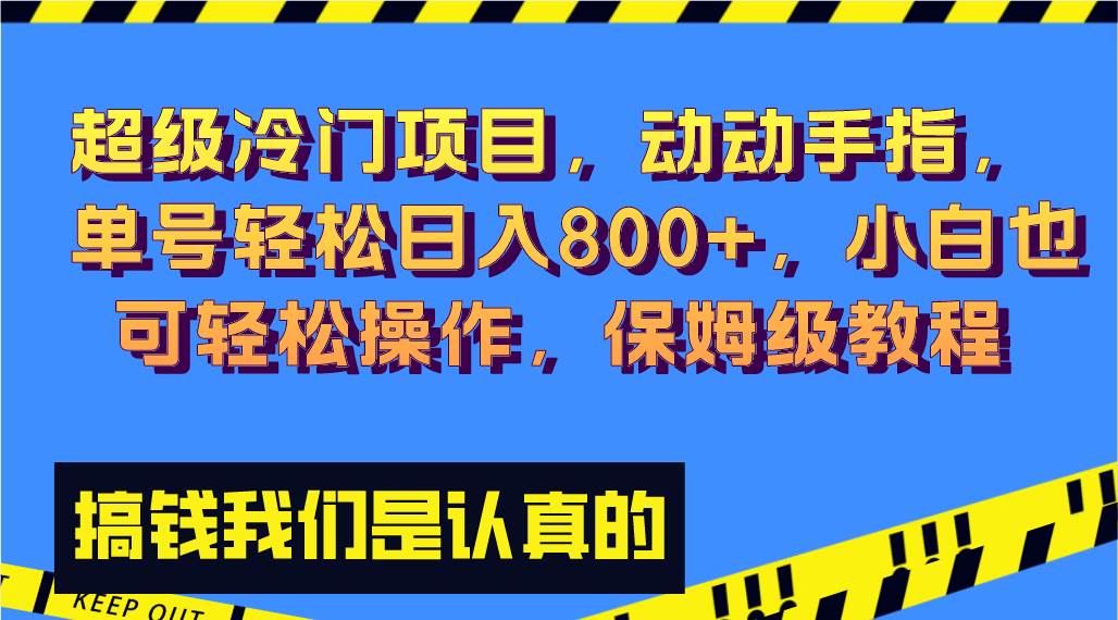 超级冷门项目,动动手指，单号轻松日入800+，小白也可轻松操作，保姆级教程-小白项目网