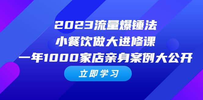 2023流量 爆锤法，小餐饮做大进修课，一年1000家店亲身案例大公开-小白项目网