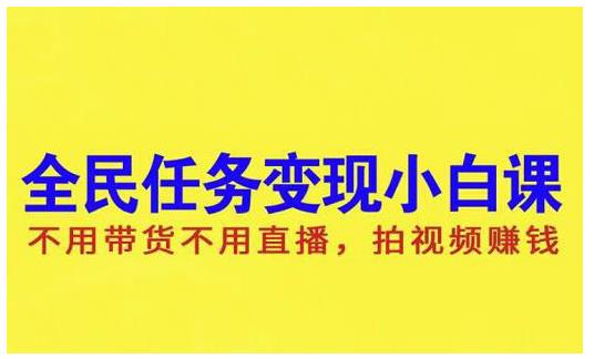 抖音全民任务变现小白课，不用带货不用直播，拍视频就能赚钱-小白项目网