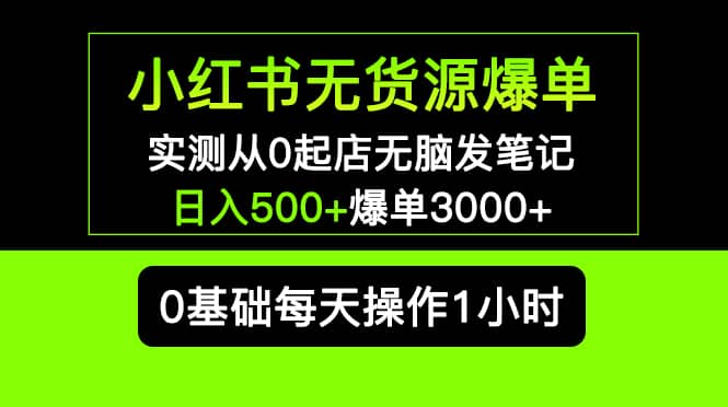 小红书无货源爆单 实测从0起店无脑发笔记爆单3000+长期项目可多店-小白项目网