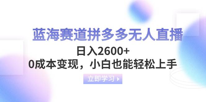 蓝海赛道拼多多无人直播，日入2600+，0成本变现，小白也能轻松上手-小白项目网