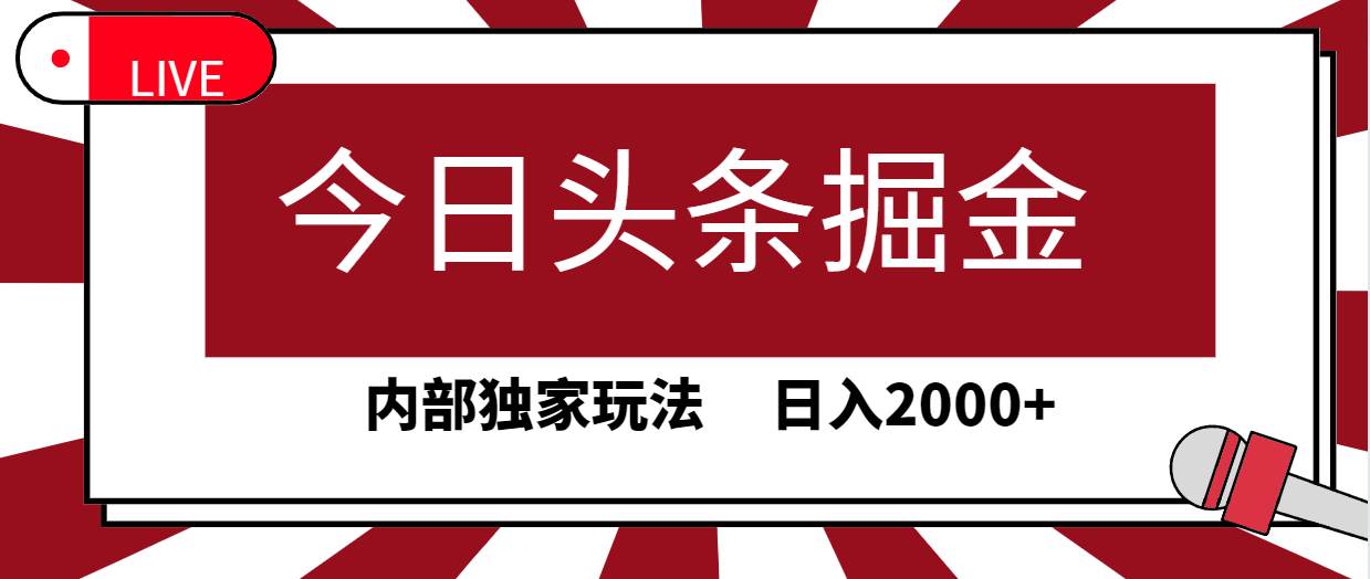 今日头条掘金，30秒一篇文章，内部独家玩法，日入2000+-小白项目网