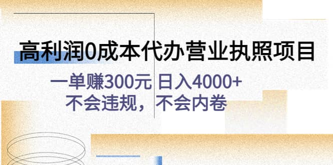 高利润0成本代办营业执照项目：不会违规，不会内卷-小白项目网