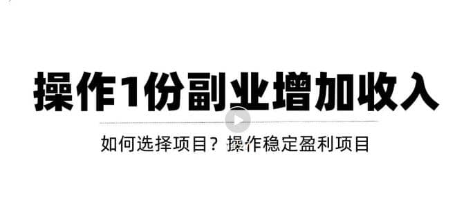 小白如何通过操作副业增加收入，从项目选择到玩法分享！【视频教程】-小白项目网