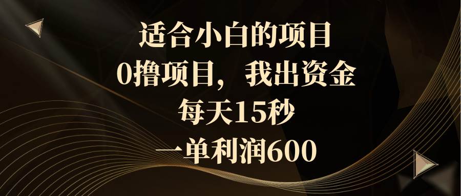 适合小白的项目，0撸项目，我出资金，每天15秒，一单利润600-小白项目网