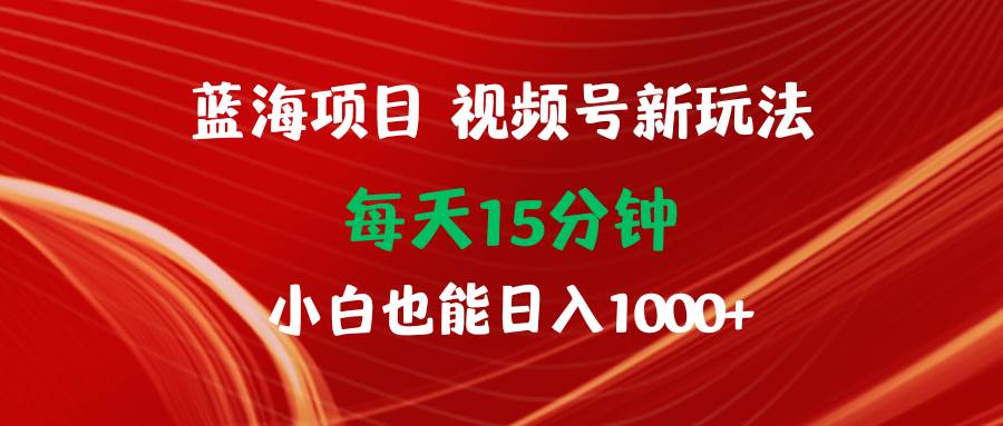 蓝海项目视频号新玩法 每天15分钟 小白也能日入1000+-小白项目网