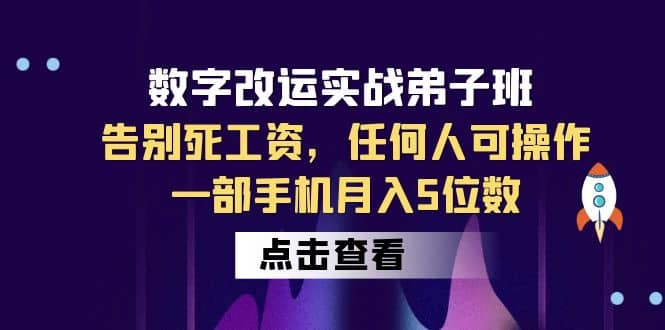 数字 改运实战弟子班：告别死工资，任何人可操作，一部手机月入5位数-小白项目网