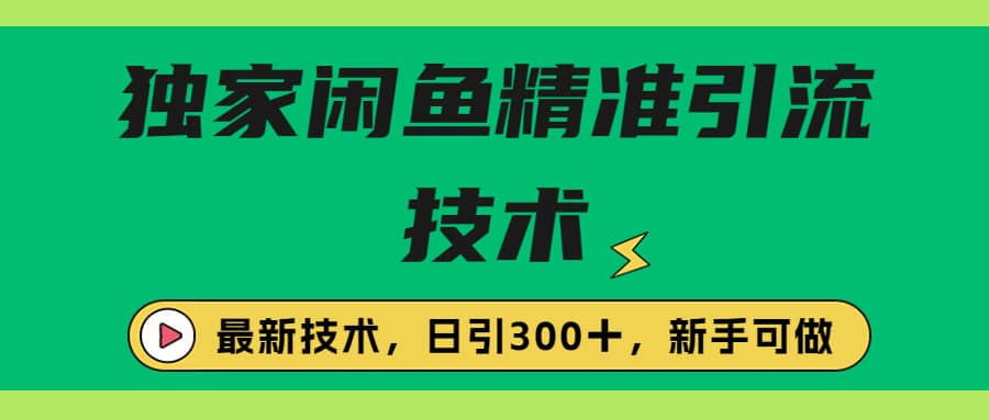 独家闲鱼引流技术，日引300＋实战玩法-小白项目网