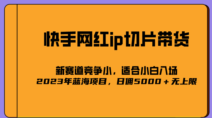 2023爆火的快手网红IP切片，号称日佣5000＋的蓝海项目，二驴的独家授权-小白项目网