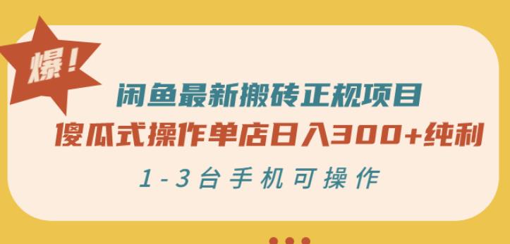 闲鱼最新搬砖正规项目：傻瓜式操作单店日入300+纯利，1-3台手机可操作-小白项目网